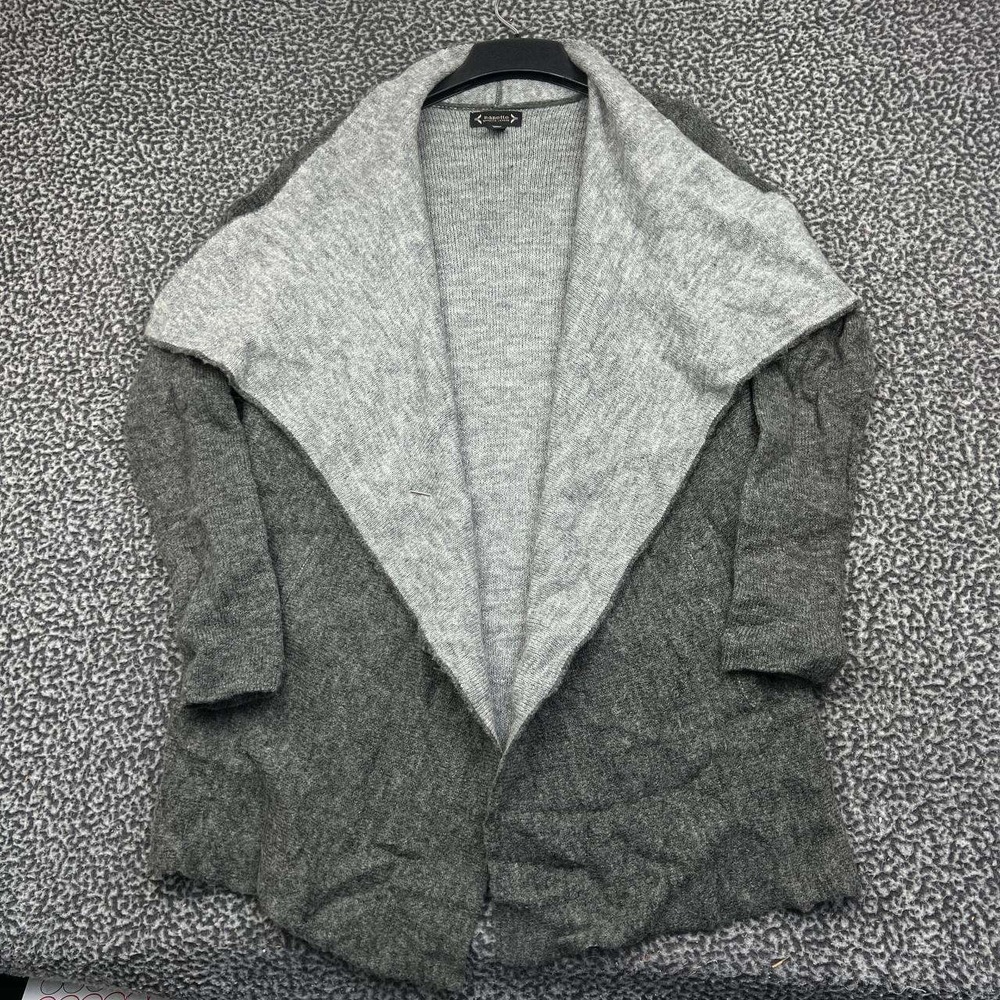 Nanette Lepore Cardigan Sweater Women Medium Gray Open Front Wool Blend M